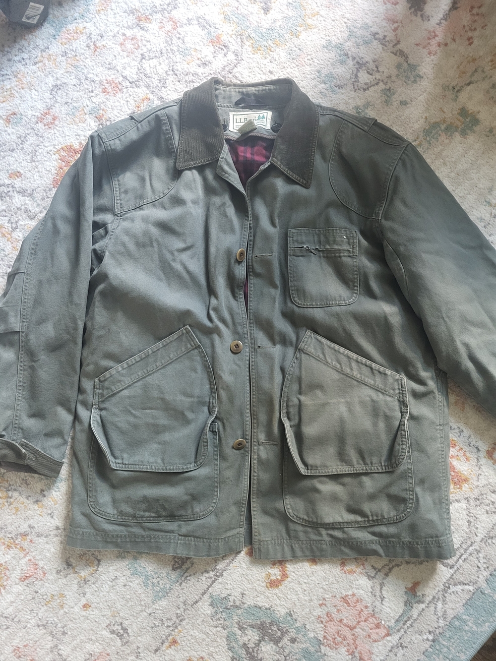Vintage 80s LL Bean Lined Green Chore Barn Coat Utility Workwear